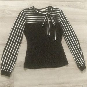 NWOT Black women's dress shirt.  Striped with tie.